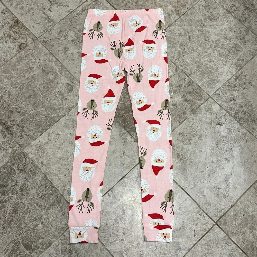 Carter’s Holiday Pajama Set NEW Pink Santa Reindeer 2pc Set Cotton Size 10